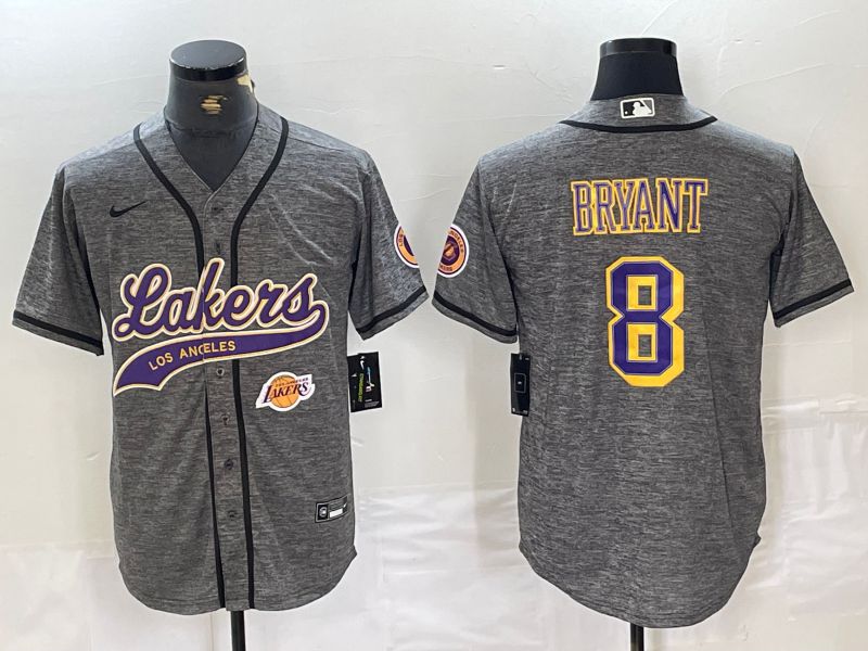 Men Los Angeles Lakers 8 Bryant Grey Jointly Nike 2024 NBA Jersey style 3